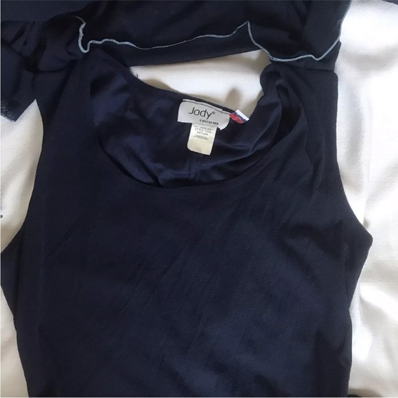 VTG Jodi California Sheer Jacket Dress Tie Front M Blue Contrast Made In USA - Picture 14 of 16